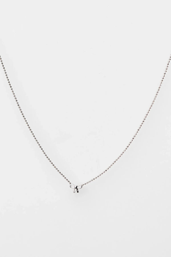 Holly Ribbon Bow Necklace | Silver