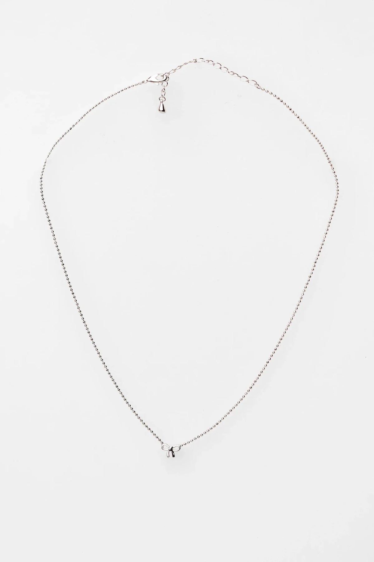 Holly Ribbon Bow Necklace | Silver