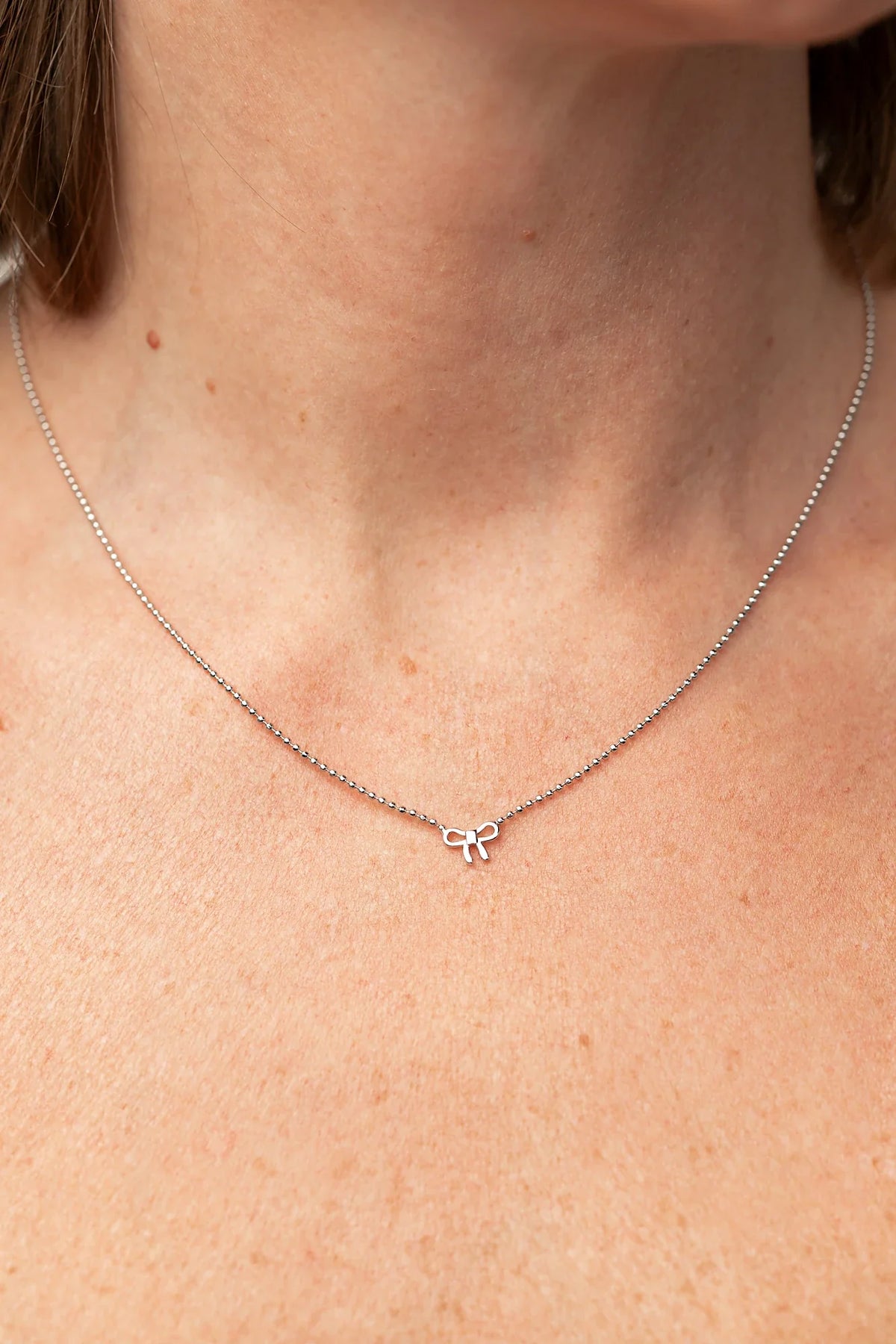 Holly Ribbon Bow Necklace | Silver Main image