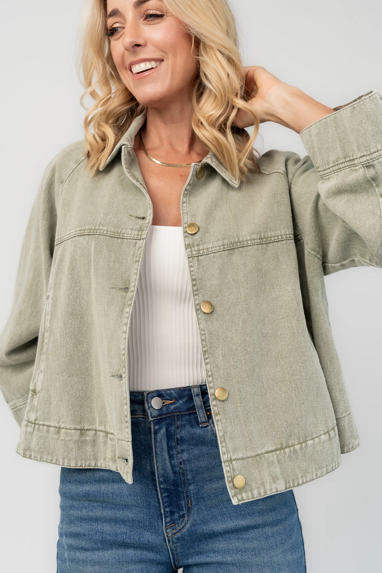 Hutch Light Weight Jacket | Dusty Olive Secondary image