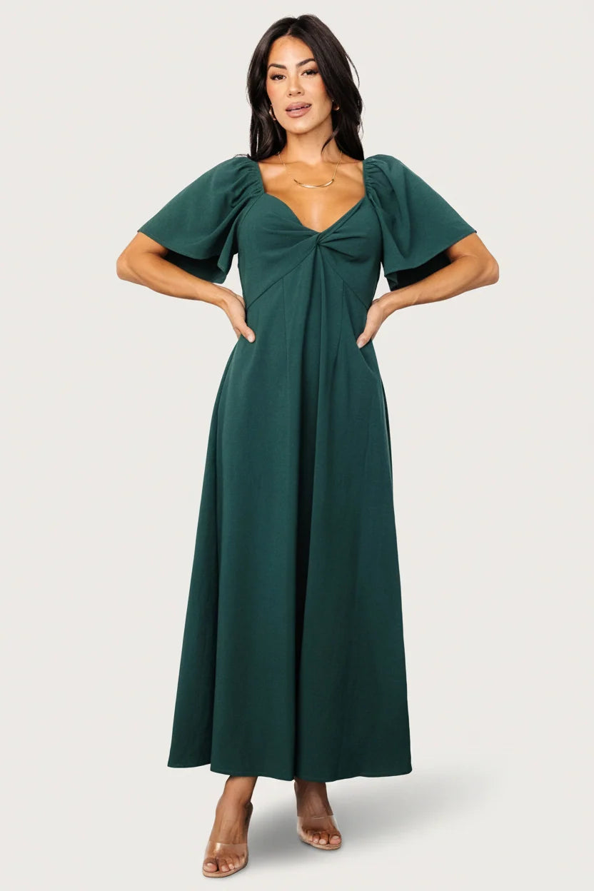 Indie Back Tie Dress | Dark Green Main image
