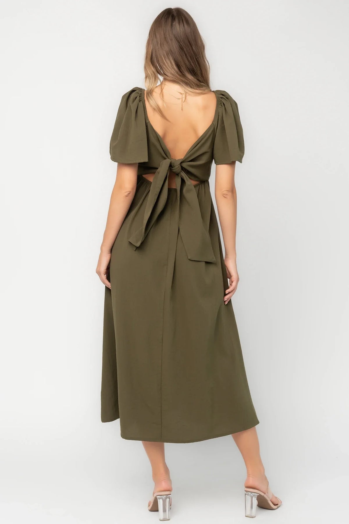 Indie Back Tie Dress | Olive