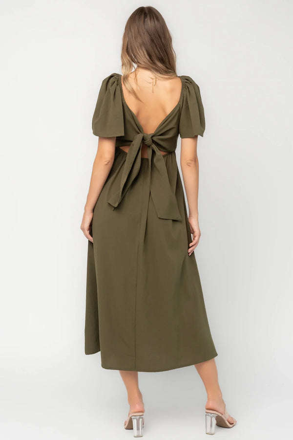 Indie Back Tie Dress | Olive