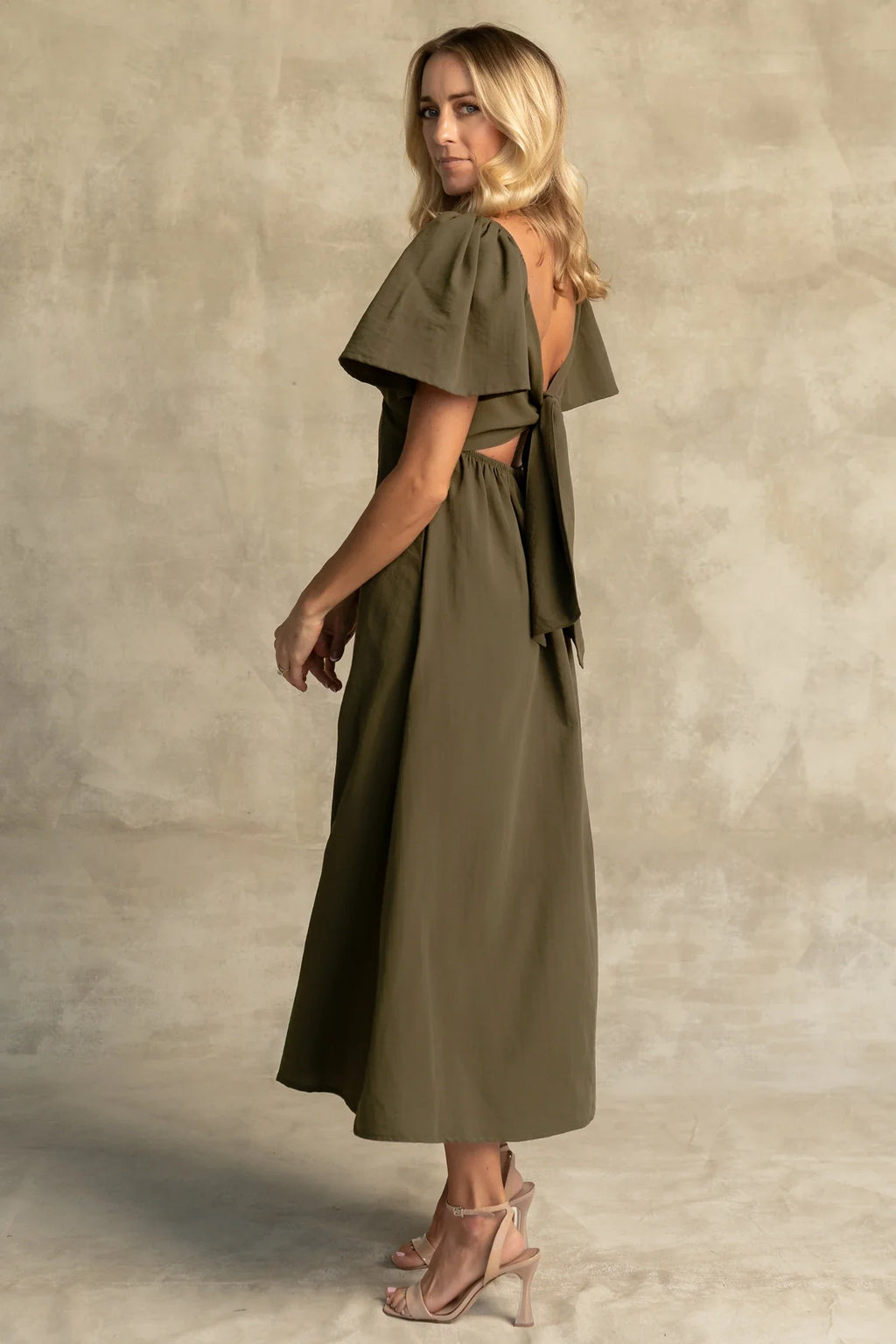 Indie Back Tie Dress | Olive