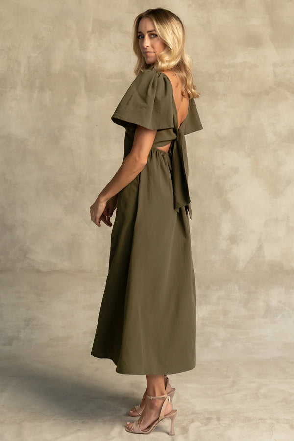 Indie Back Tie Dress | Olive