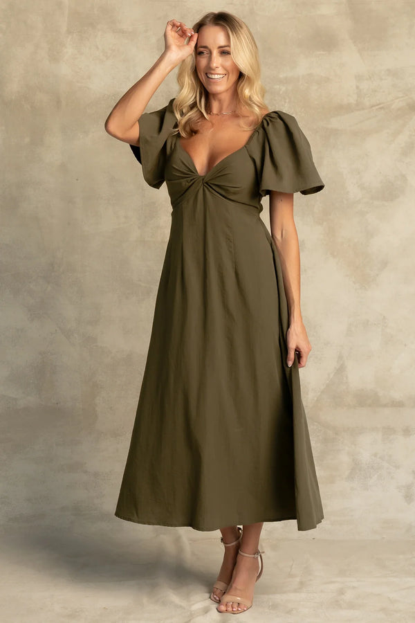 Indie Back Tie Dress | Olive