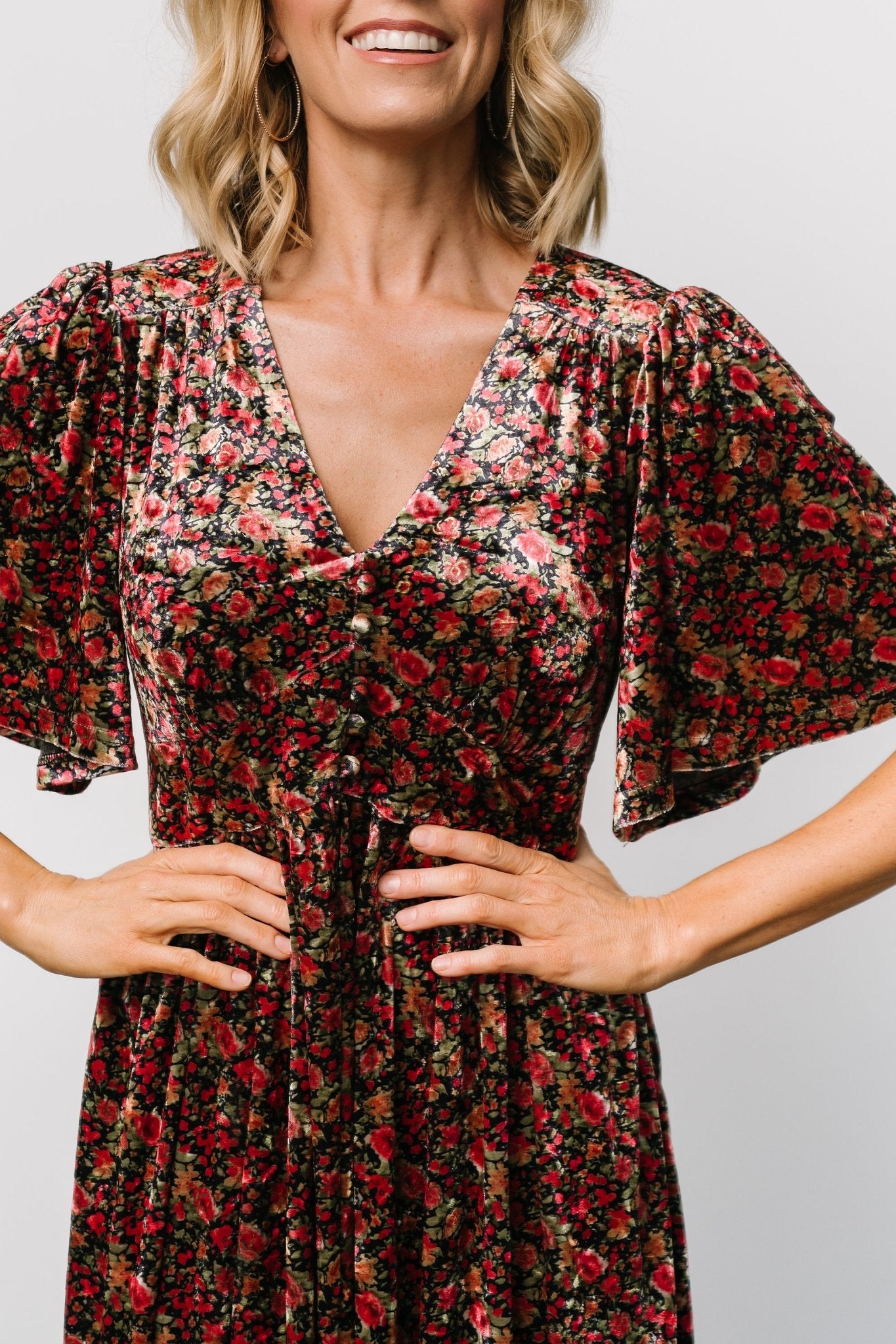 Irina Velvet Maxi Dress | Black Multi Floral Secondary image