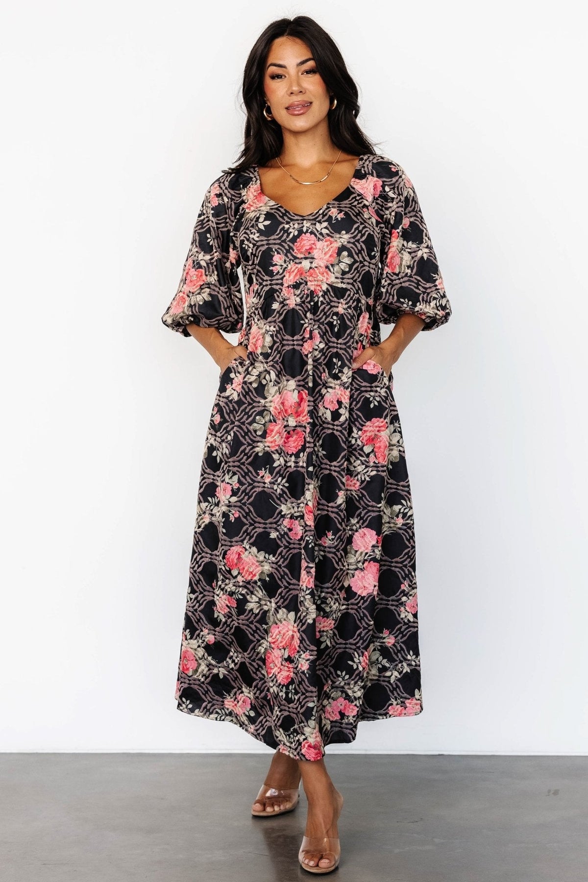 Ivanna Dress | Black + Pink Main image