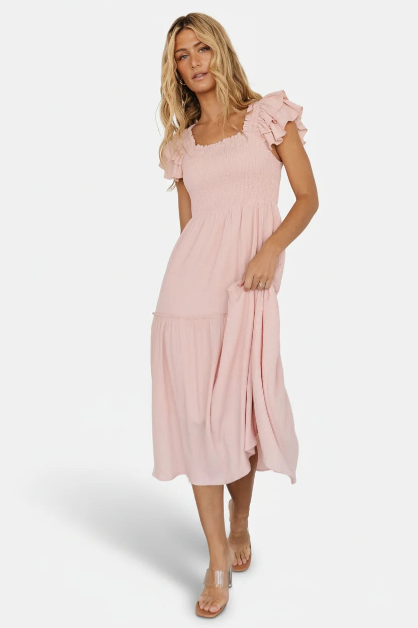 Jacie Smocked Midi Dress | Blush Main image