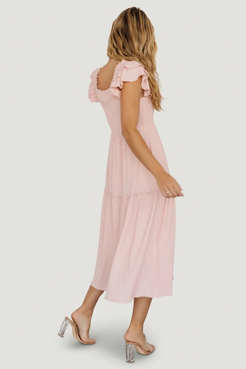 Jacie Smocked Midi Dress | Blush