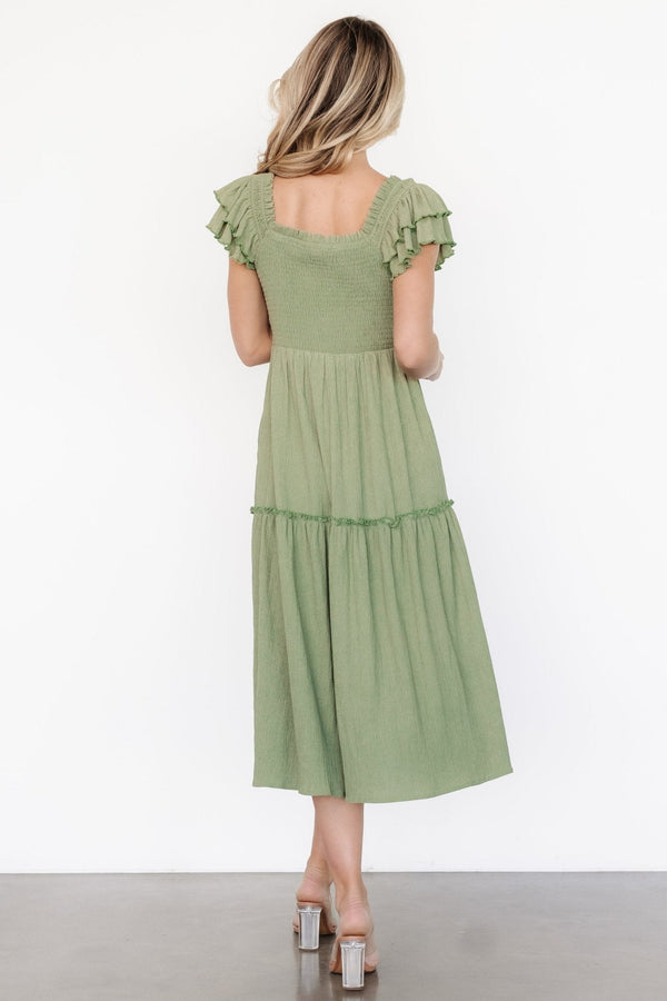 Jacie Smocked Midi Dress | Sage