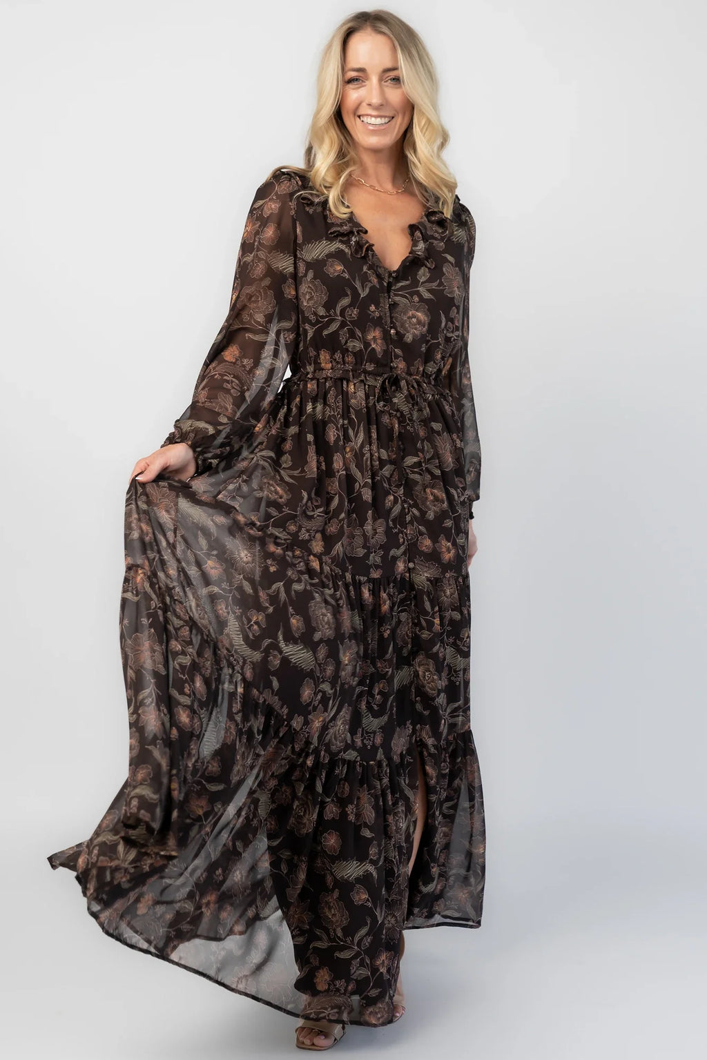 Jesslyn Maxi Dress | Brown Multi