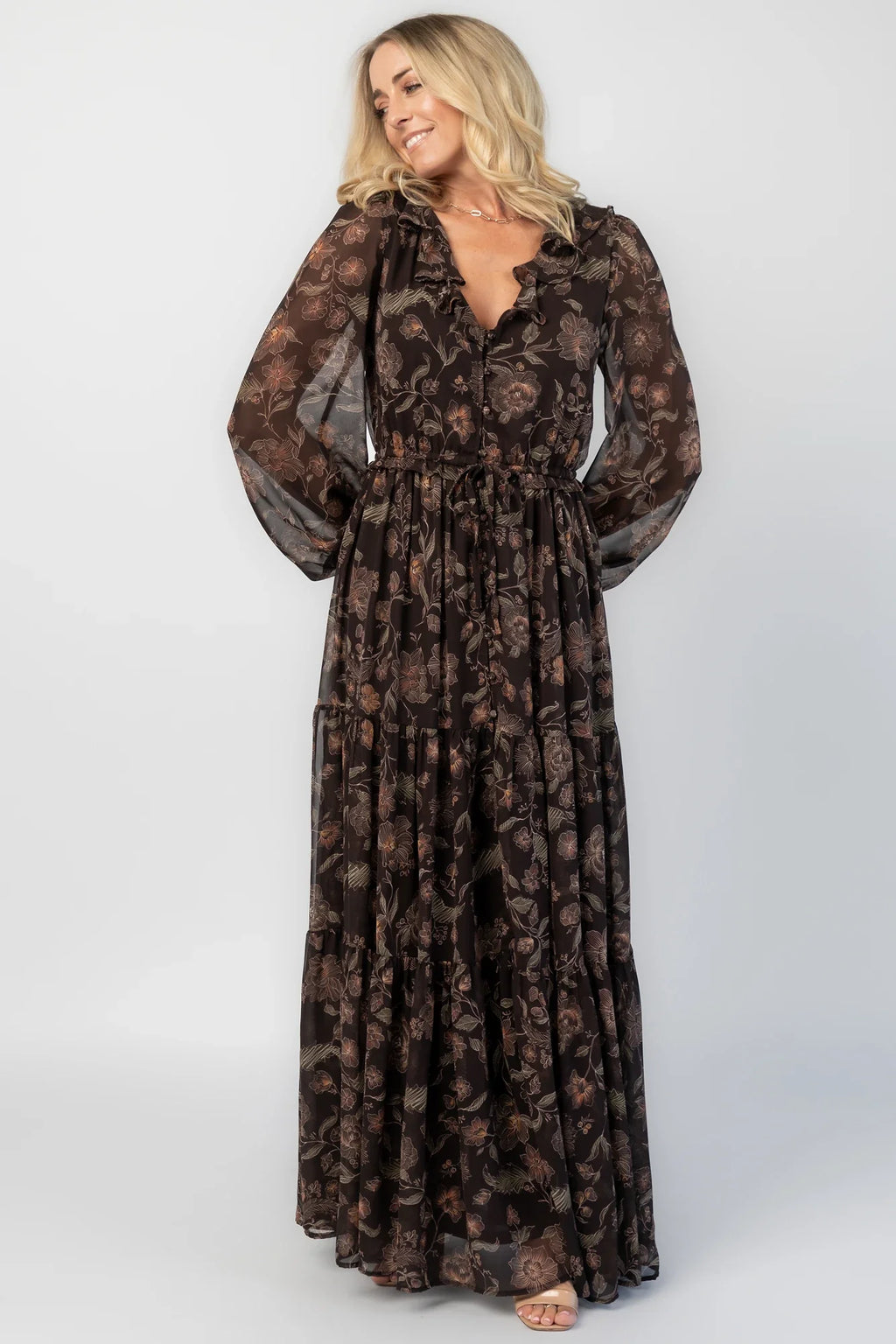 Jesslyn Maxi Dress | Brown Multi
