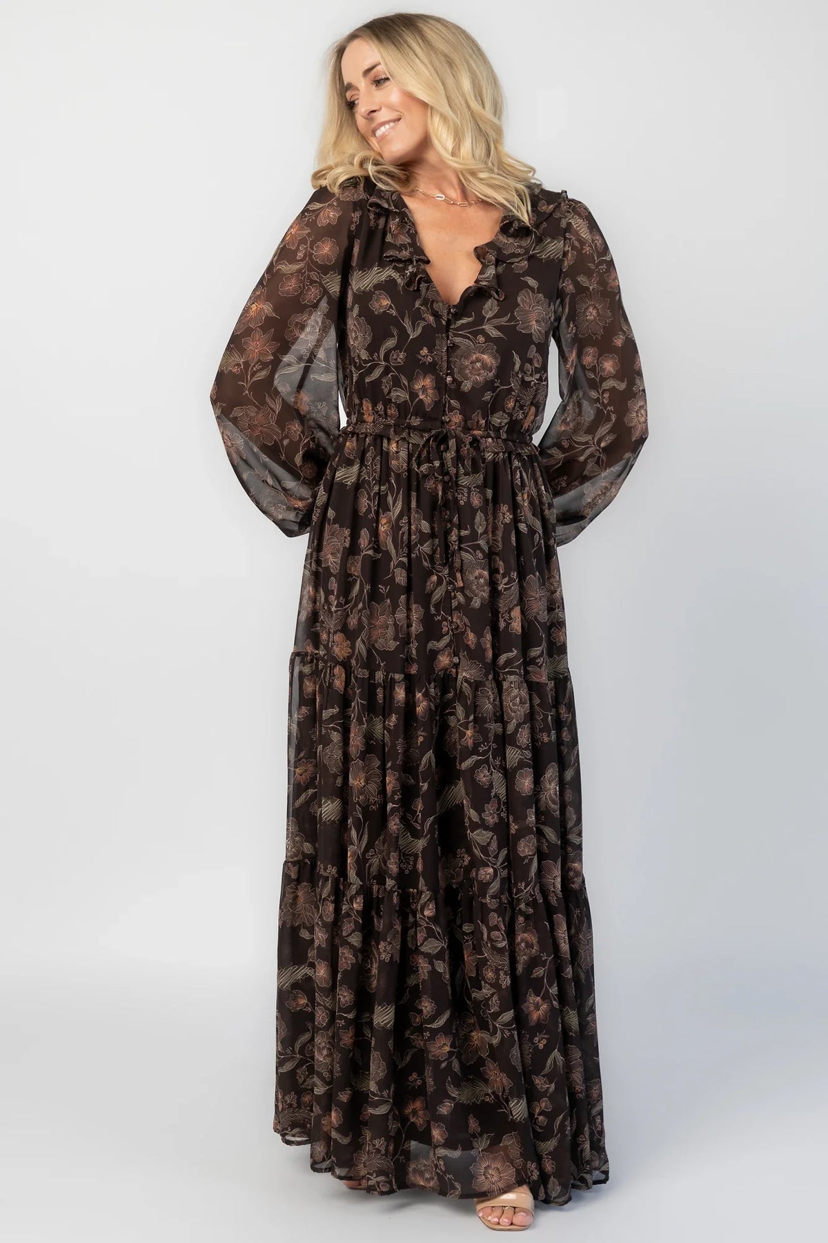 Jesslyn Maxi Dress | Brown Multi