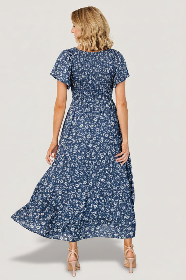 Joanie Smocked Dress | Blue Floral