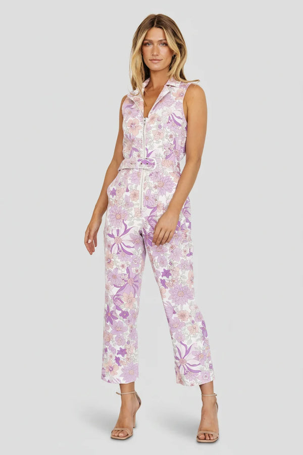 JoJo Sleeveless Jumpsuit | Purple Floral