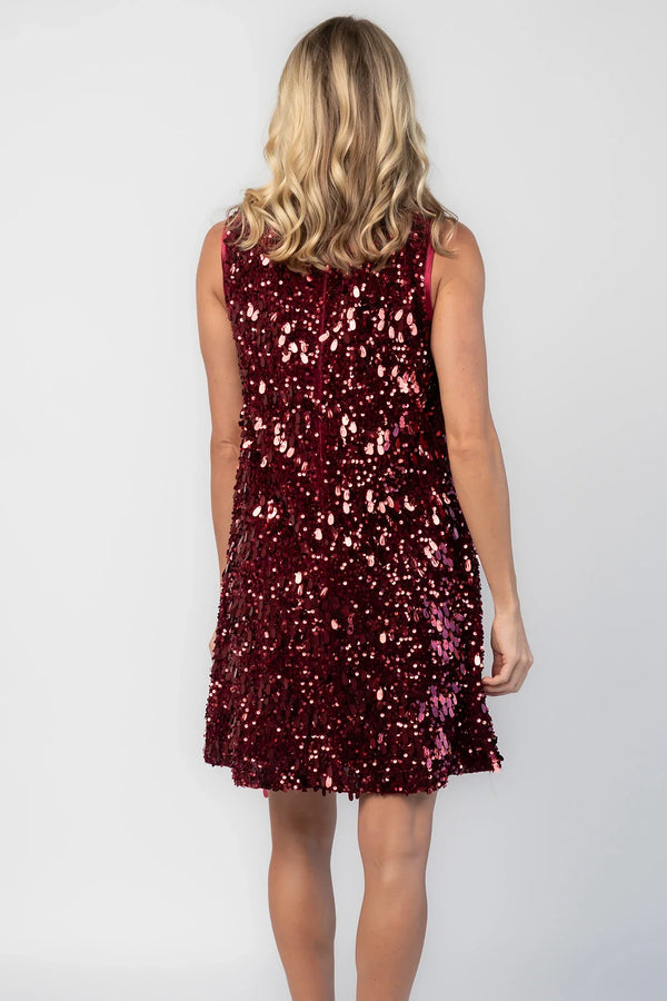 Jolene Sequin Short Dress | Wine