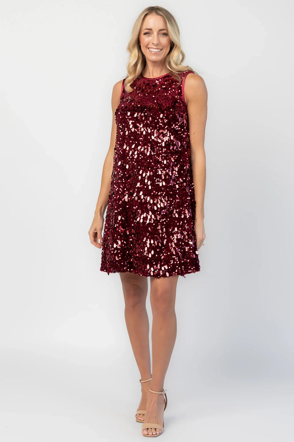 Jolene Sequin Short Dress | Wine