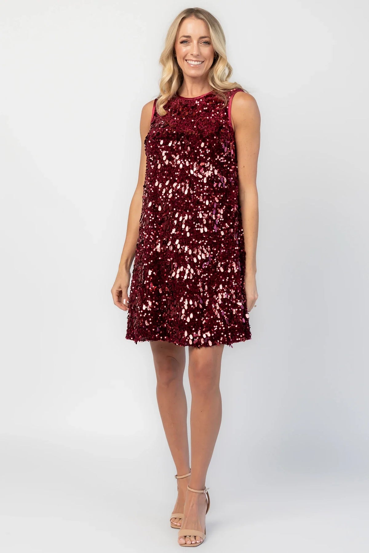 Jolene Sequin Short Dress | Wine Main image
