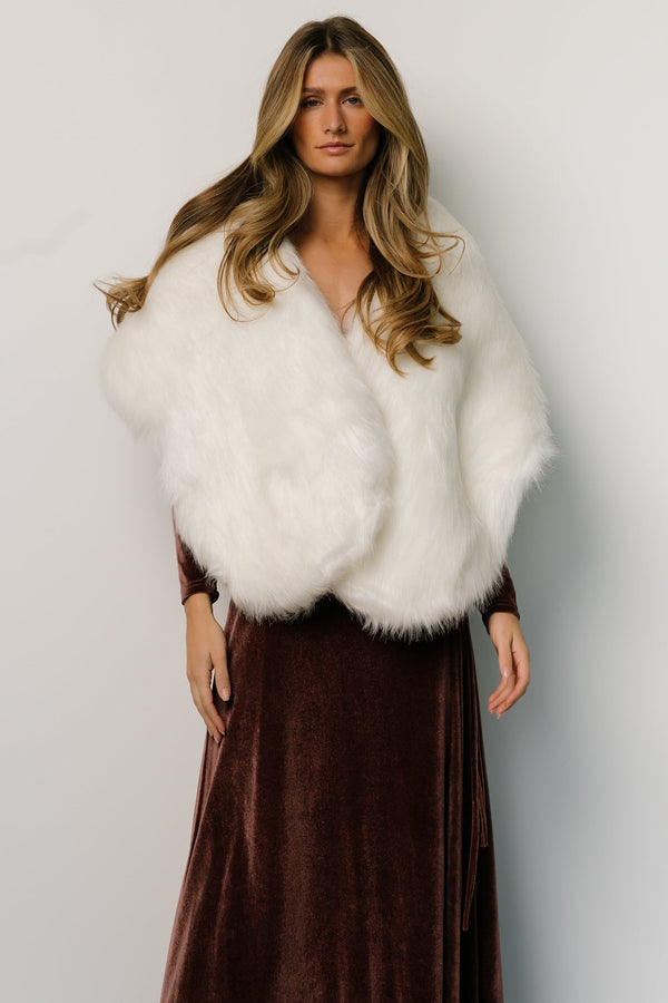 Jovie Faux Fur Shawl | Pearl