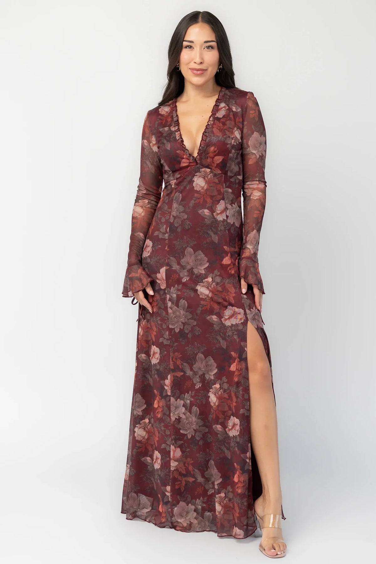 Julietta Maxi Dress | Mahogany Rose Floral Main image