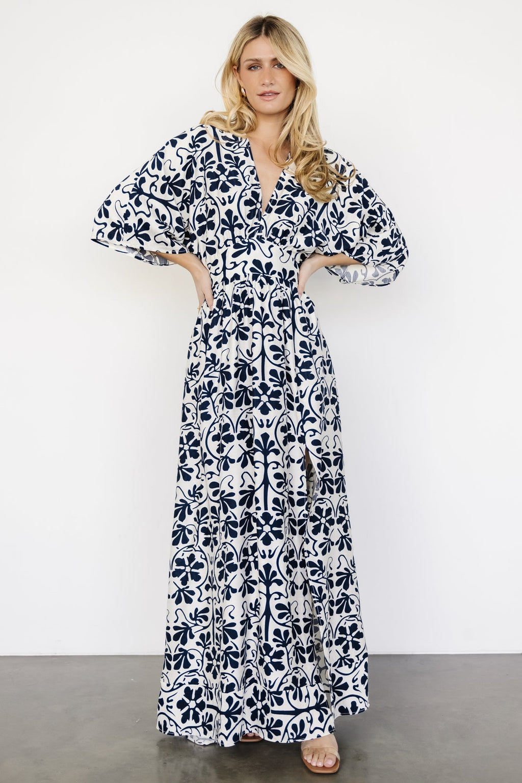 Juna Kimono Maxi Dress | Navy Print