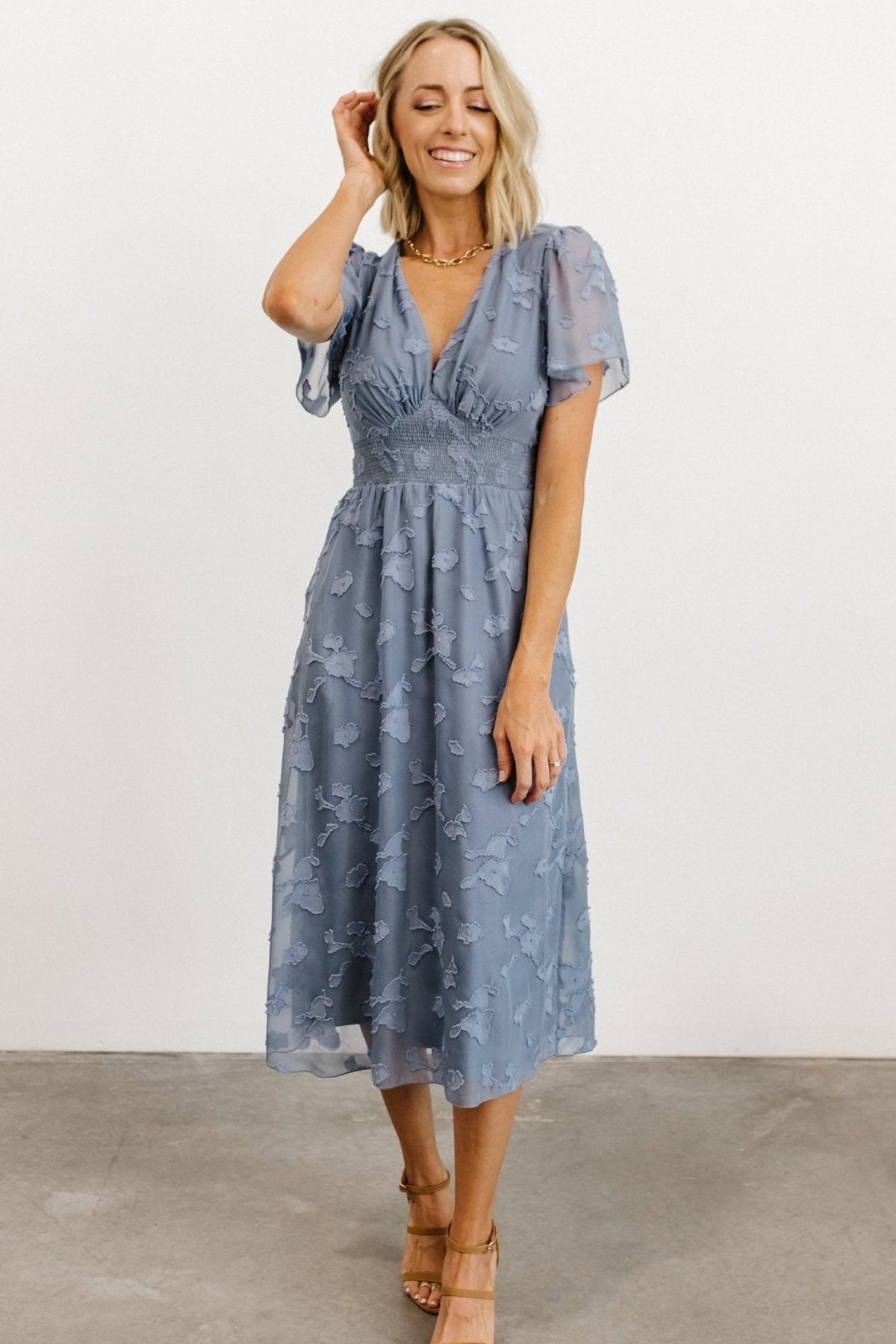 June Smocked Midi Dress | Blue Main image