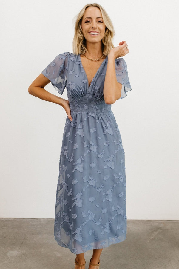 June Smocked Midi Dress | Blue