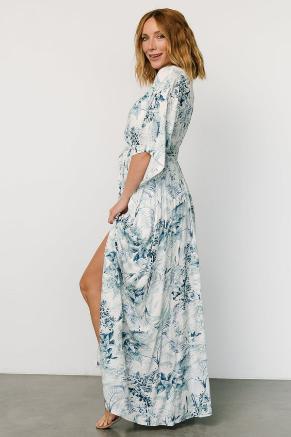 Kalea Maxi Dress | Blue + White