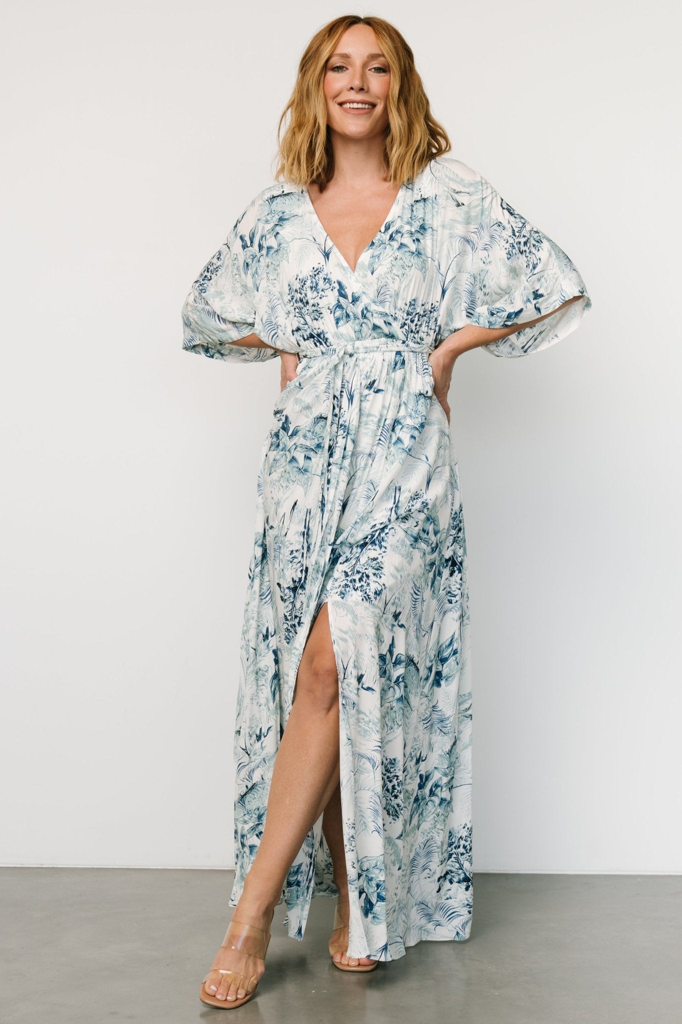 Kalea Maxi Dress | Blue + White Secondary image