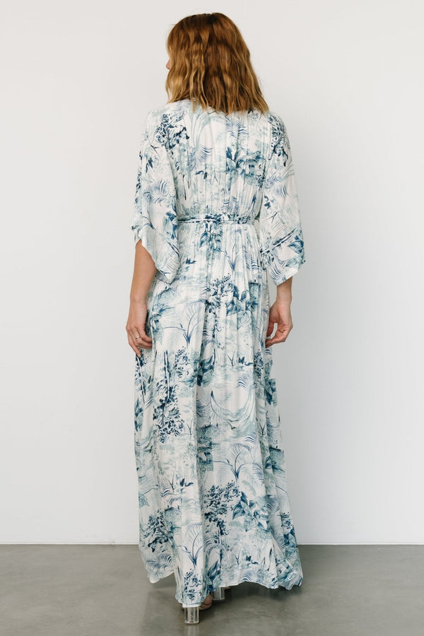 Kalea Maxi Dress | Blue + White
