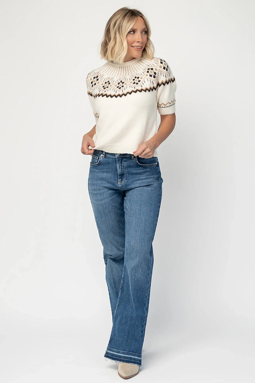 Kambri Sweater Top | Cream Multi