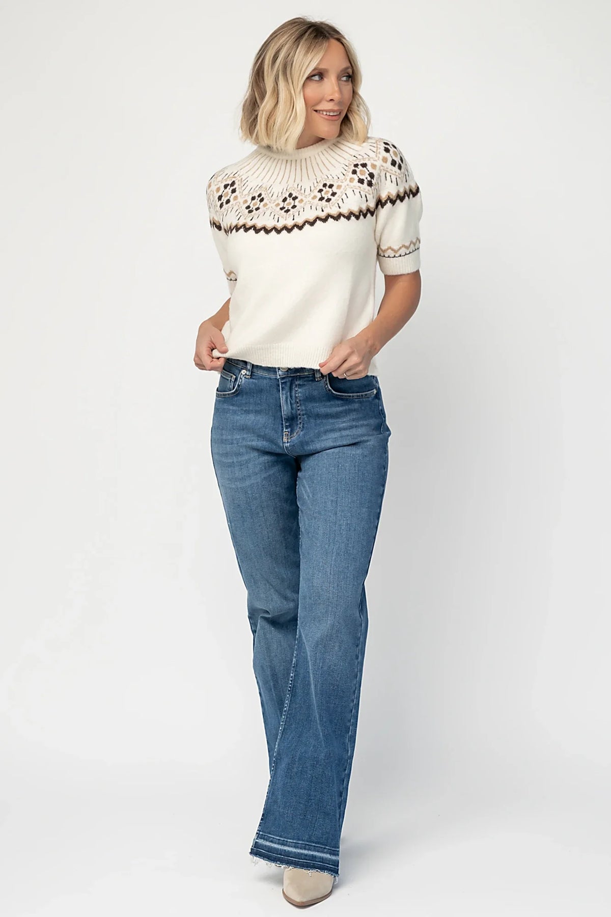 Kambri Sweater Top | Cream Multi