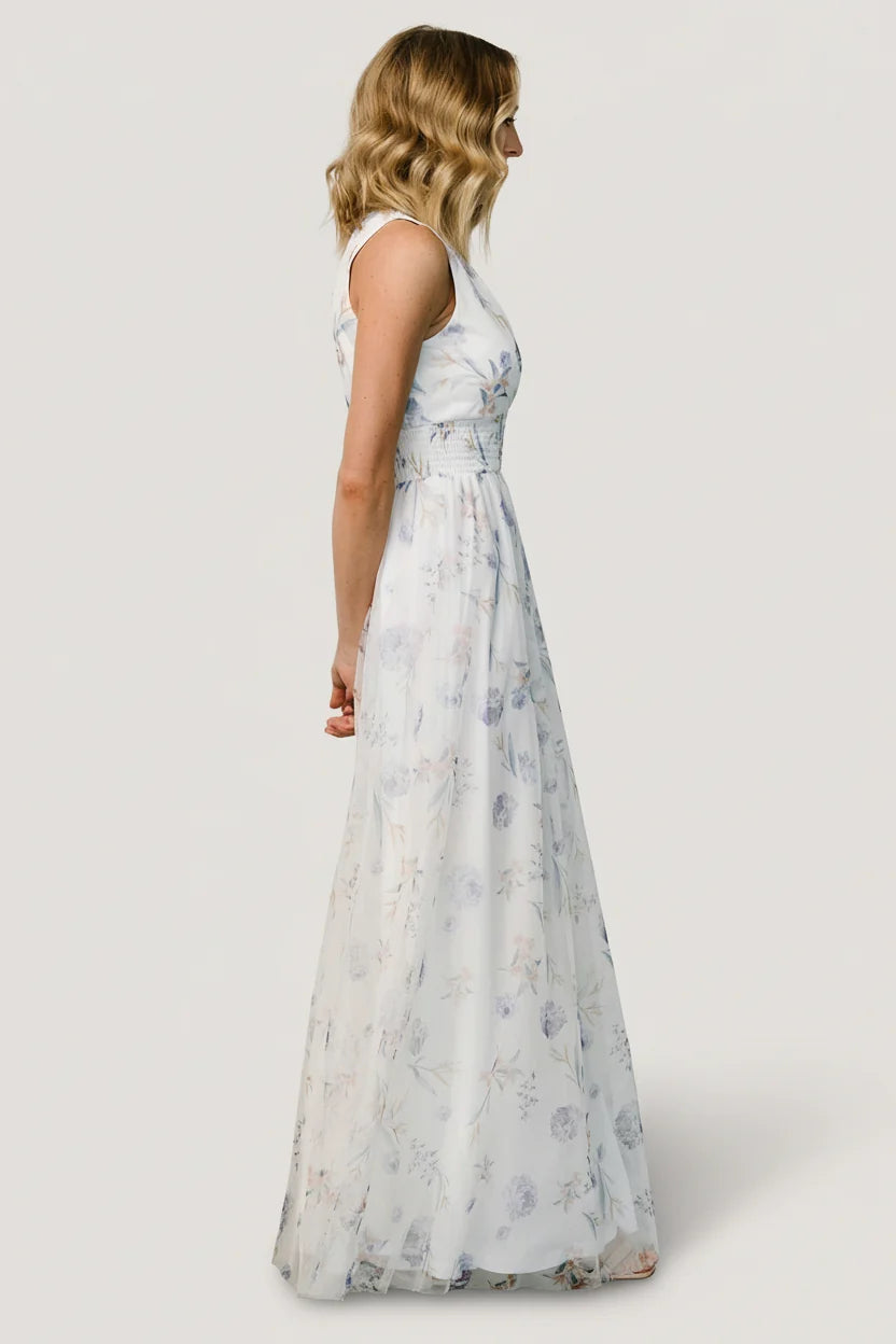 Kamila Tulle Maxi Dress | White Floral Secondary image