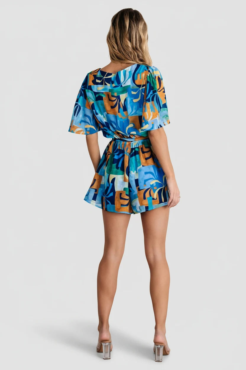 Karissa Romper | Blue Multi Print Secondary image