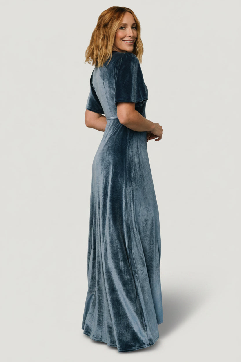 Katelyn Velvet Maxi Wrap Dress | Blue