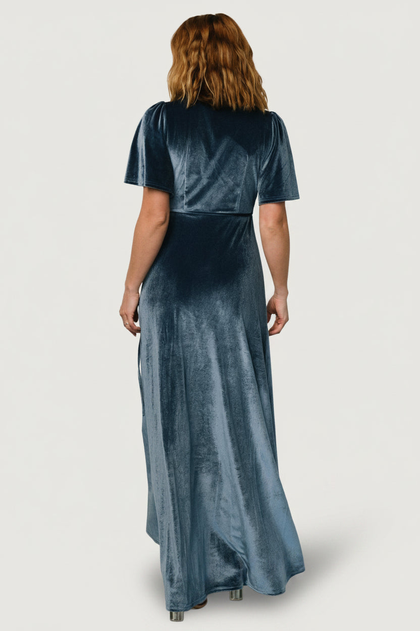 Katelyn Velvet Maxi Wrap Dress | Blue