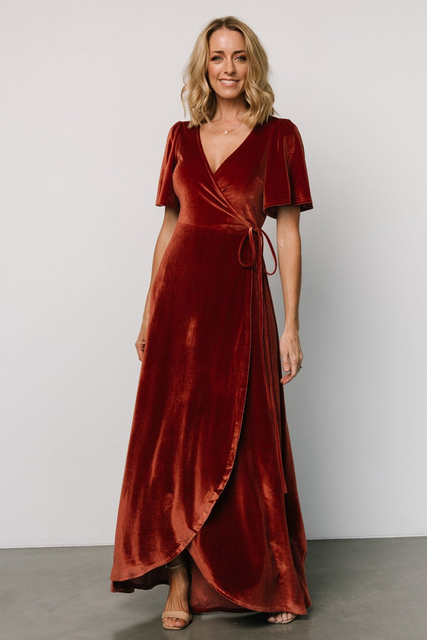 Katelyn Velvet Maxi Wrap Dress | Cinnamon