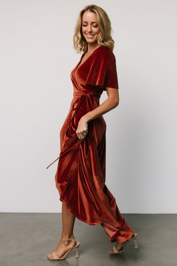 Katelyn Velvet Maxi Wrap Dress | Cinnamon