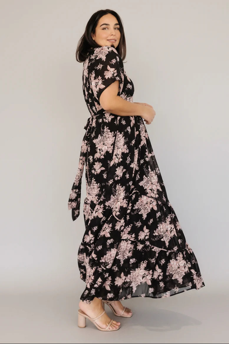 Katherine Maxi Dress | Black + Blush Floral