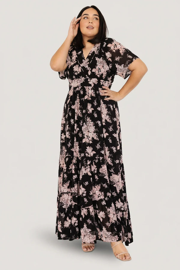 Katherine Maxi Dress | Black + Blush Floral