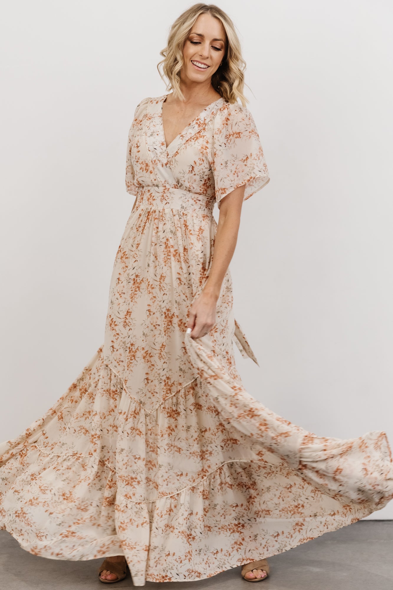 Katherine Maxi Dress | Cream + Rust Floral Secondary image