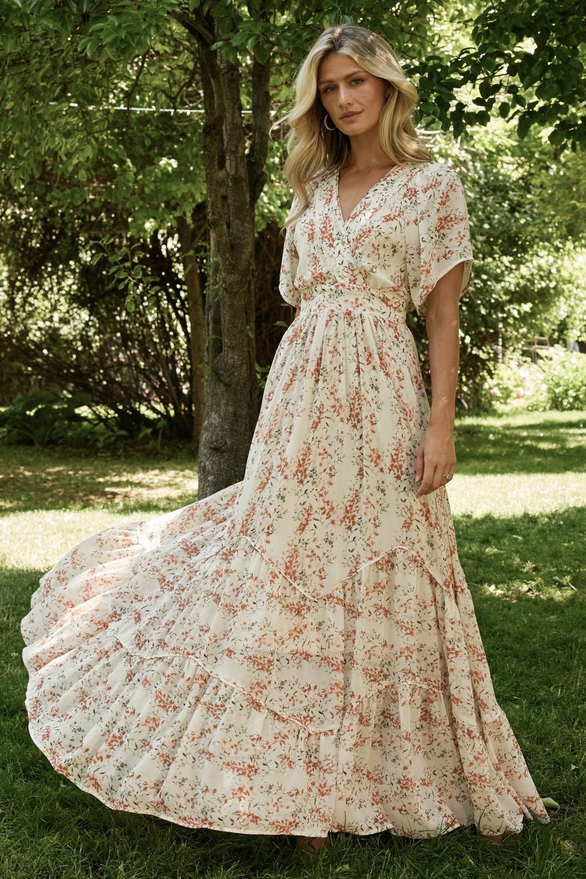 Katherine Maxi Dress | Cream + Rust Floral Main image