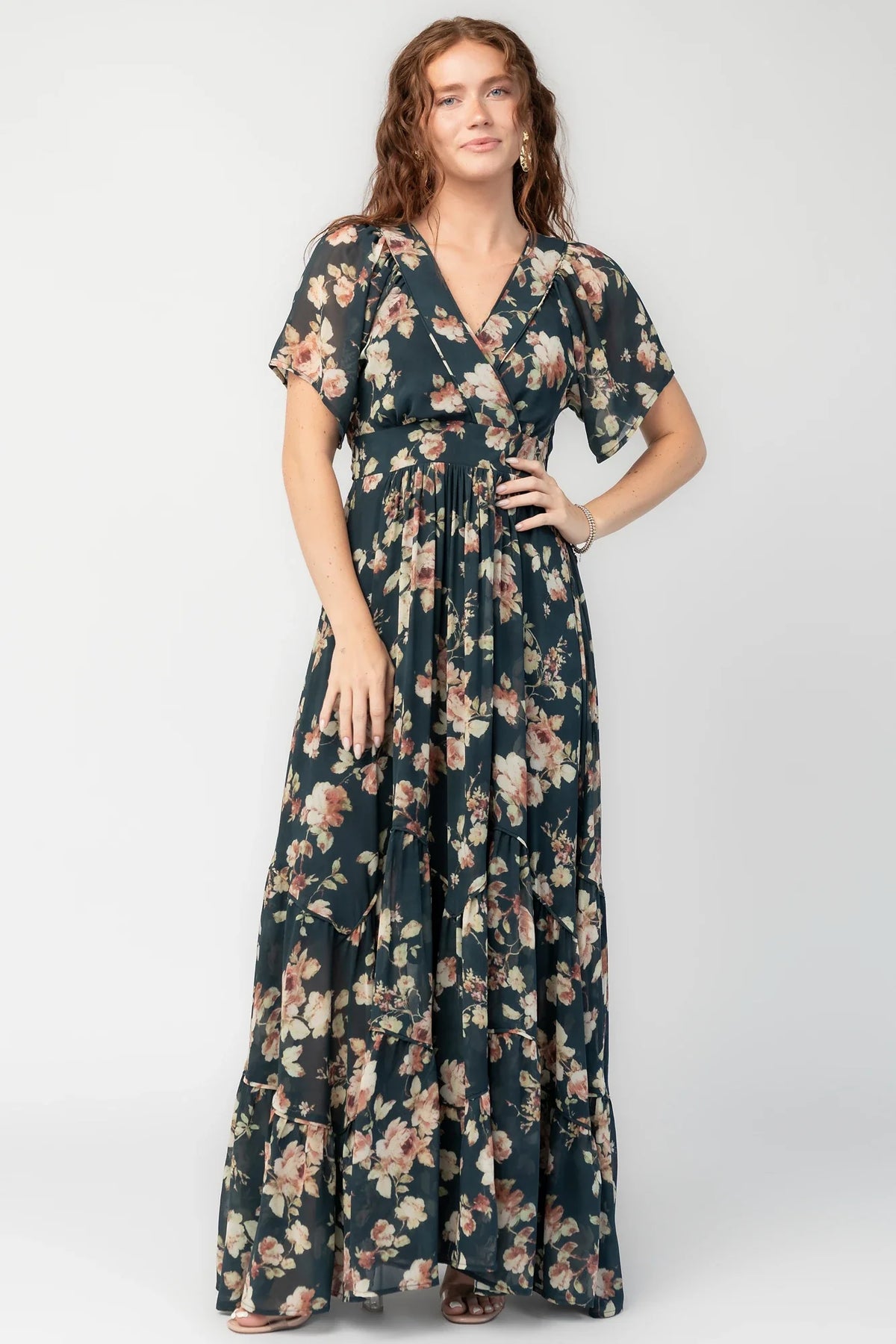 Katherine Maxi Dress | Deep Blue Floral Main image