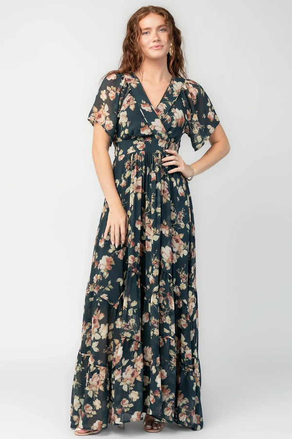 Katherine Maxi Dress | Deep Blue Floral