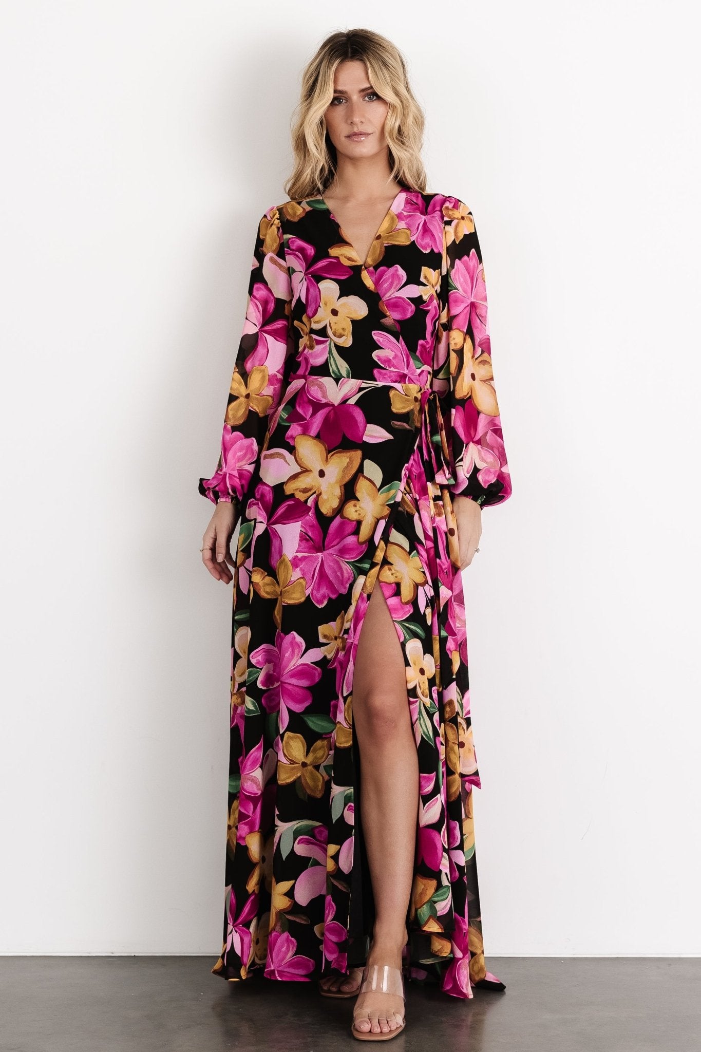 Katinka Wrap Maxi Dress | Black Multi Floral Secondary image