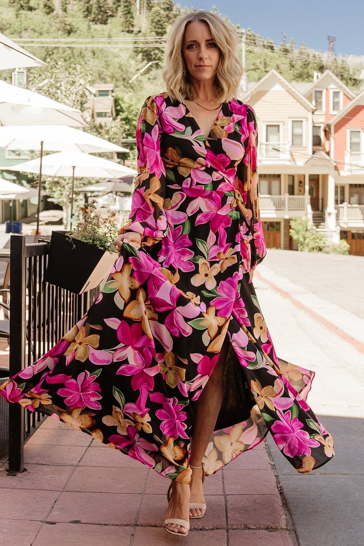 Katinka Wrap Maxi Dress | Black Multi Floral Main image