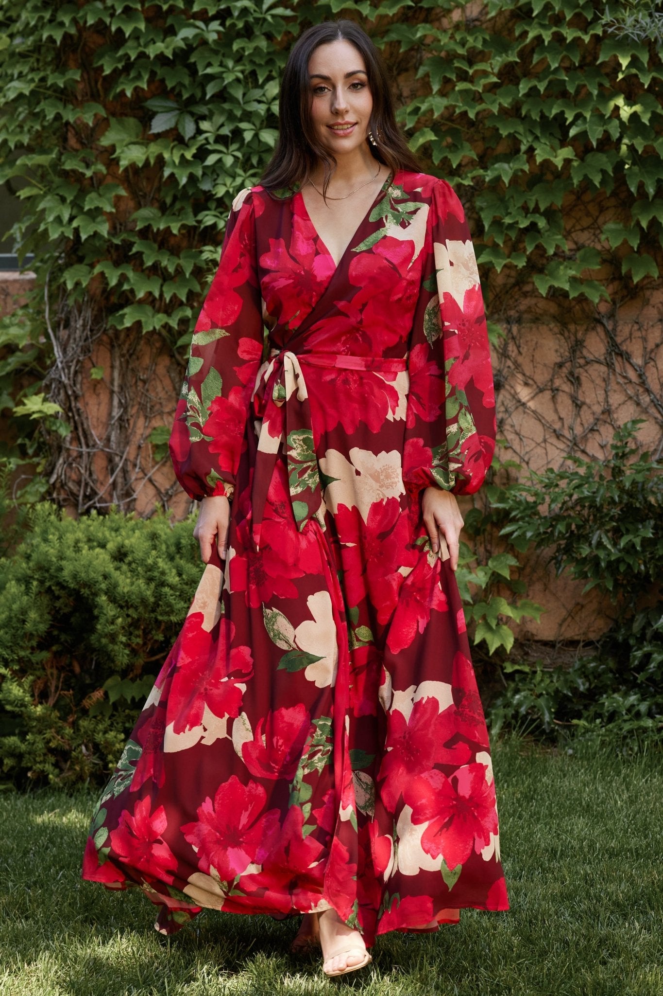 Katinka Wrap Maxi Dress | Burgundy Multi Floral Secondary image