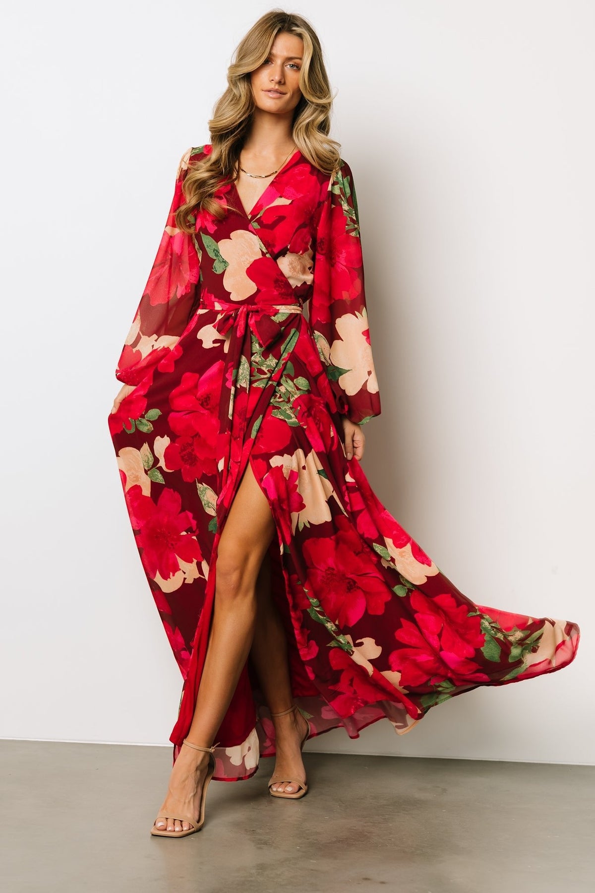 Katinka Wrap Maxi Dress | Burgundy Multi Floral Main image