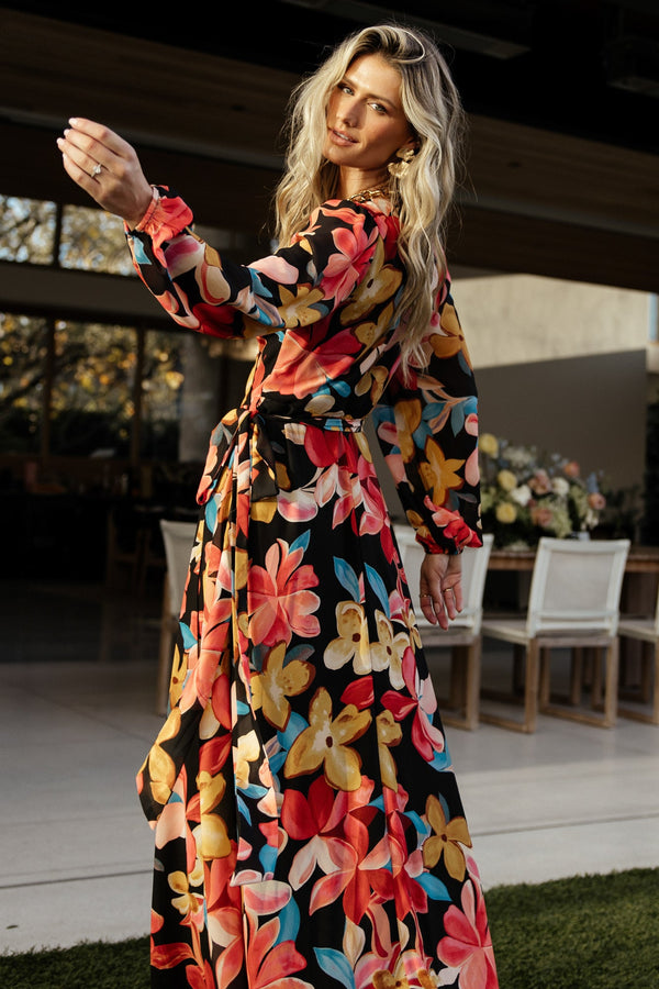 Katinka Wrap Maxi Dress | Tropical Night Floral